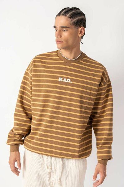 Kaotiko Kao Brown Striped Sweatshirt