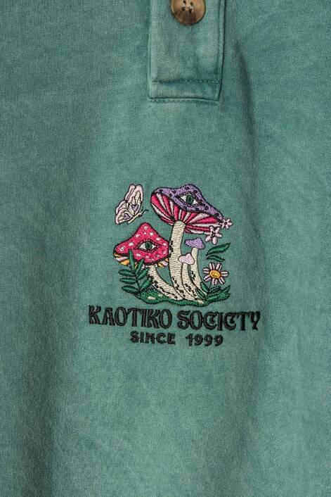 Kaotiko Jade Buttons Washed Mushrooms Sweatshirt