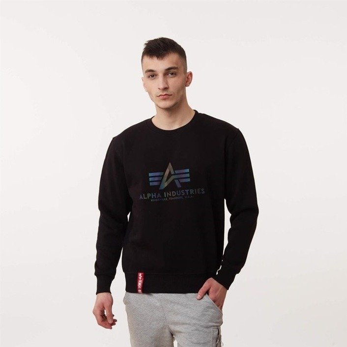 Alpha Industries Basic Sweater Rainbow Reflective Print BLACK | Men \ Men's  clothing \ Sweatshirts Men \ #Recommended clothing brands \ Ellesse Brands  \ #Brands \ Alpha Industries
