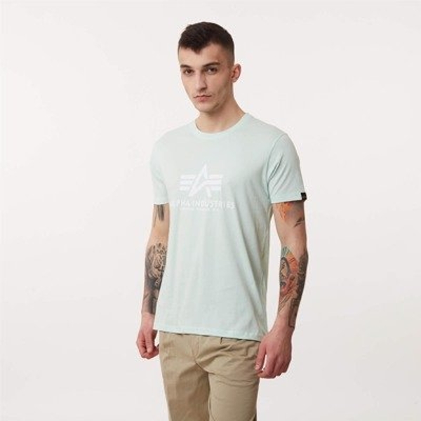 T-Shirt by Alpha Industries *V Neck Tee grey heather* Logo Patch TS *NEU*Gr.S