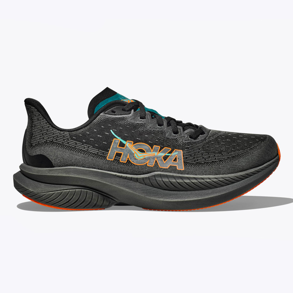 HOKA MEN'S MACH 6 BLACK/ELECTRIC TENGERINE