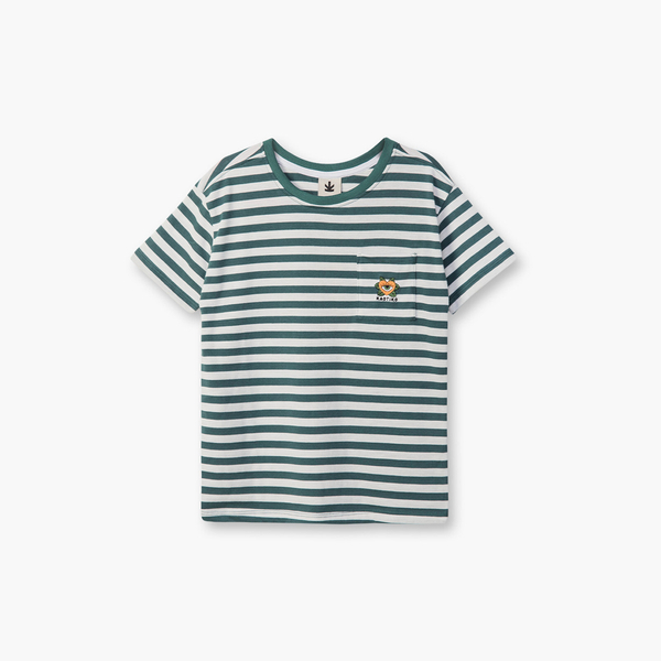 Kaotiko Green Heart Striped T-shirt
