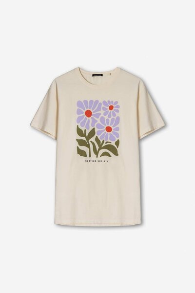 Kaotiko Ivory Fleurs Washed T-shirt