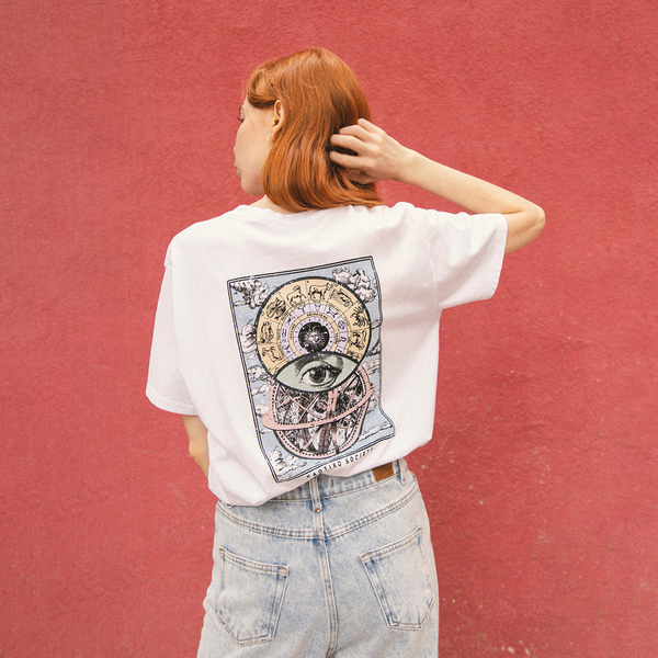 Kaotiko M/C WASHED ASTROLOGY T-shirt WHITE