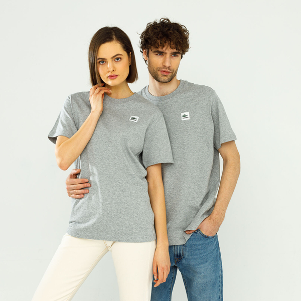 Lacoste LIVE  Unisex Patch Cotton T-shirt Grey