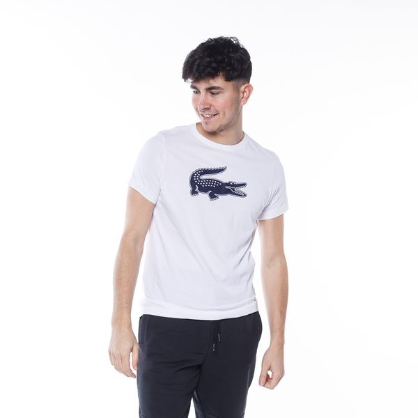 Lacoste SPORT 3D Print Crocodile Breathable Jersey T-shirt White/Navy Blue