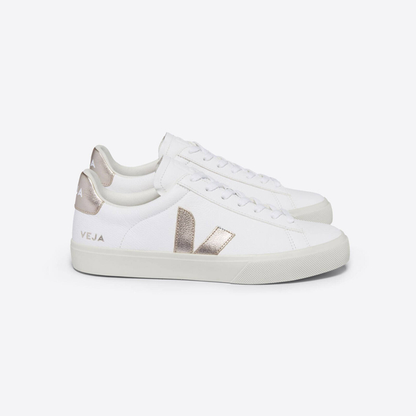 Veja CAMPO CHROMEFREE LEATHER WHITE PLATINE