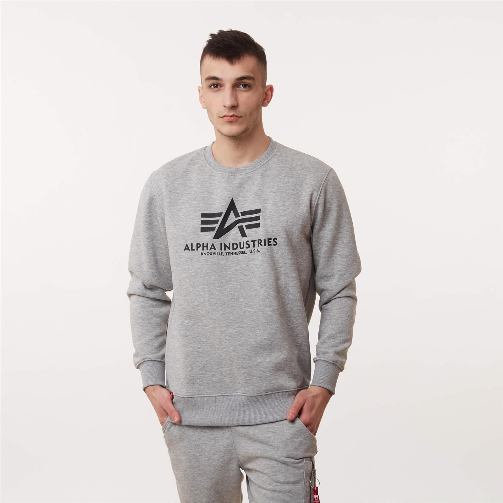 Alpha Industries BASIC SWEATER \\ Alpha clothing Industries Men\'s #Recommended Sweatshirts \\ \\ Men \\ Ellesse \\ GREY \\ #Brands brands | Brands HEATHER clothing Men