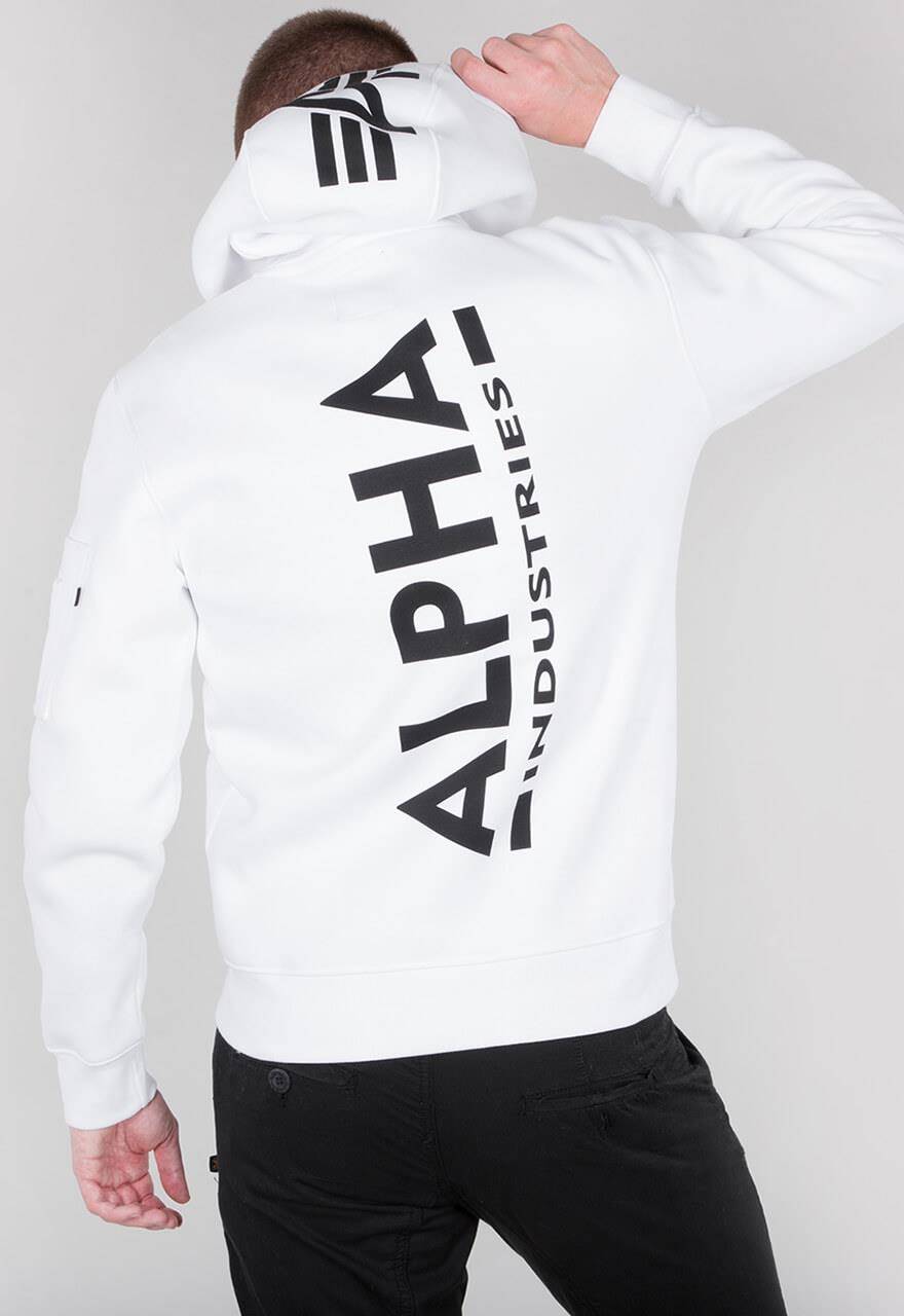 Alpha Industries Back Print Hoody White | Men \ Men's clothing \ Sweatshirts  Men \ #Recommended clothing brands \ Ellesse Brands \ #Brands \ Alpha  Industries