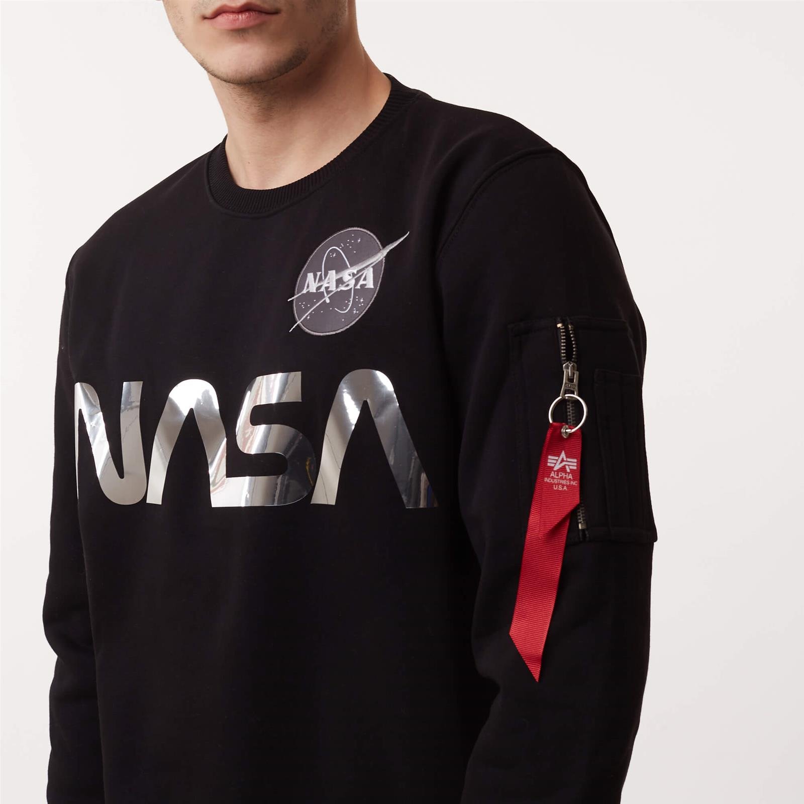 Alpha Industries NASA Reflective Sweater In Black
