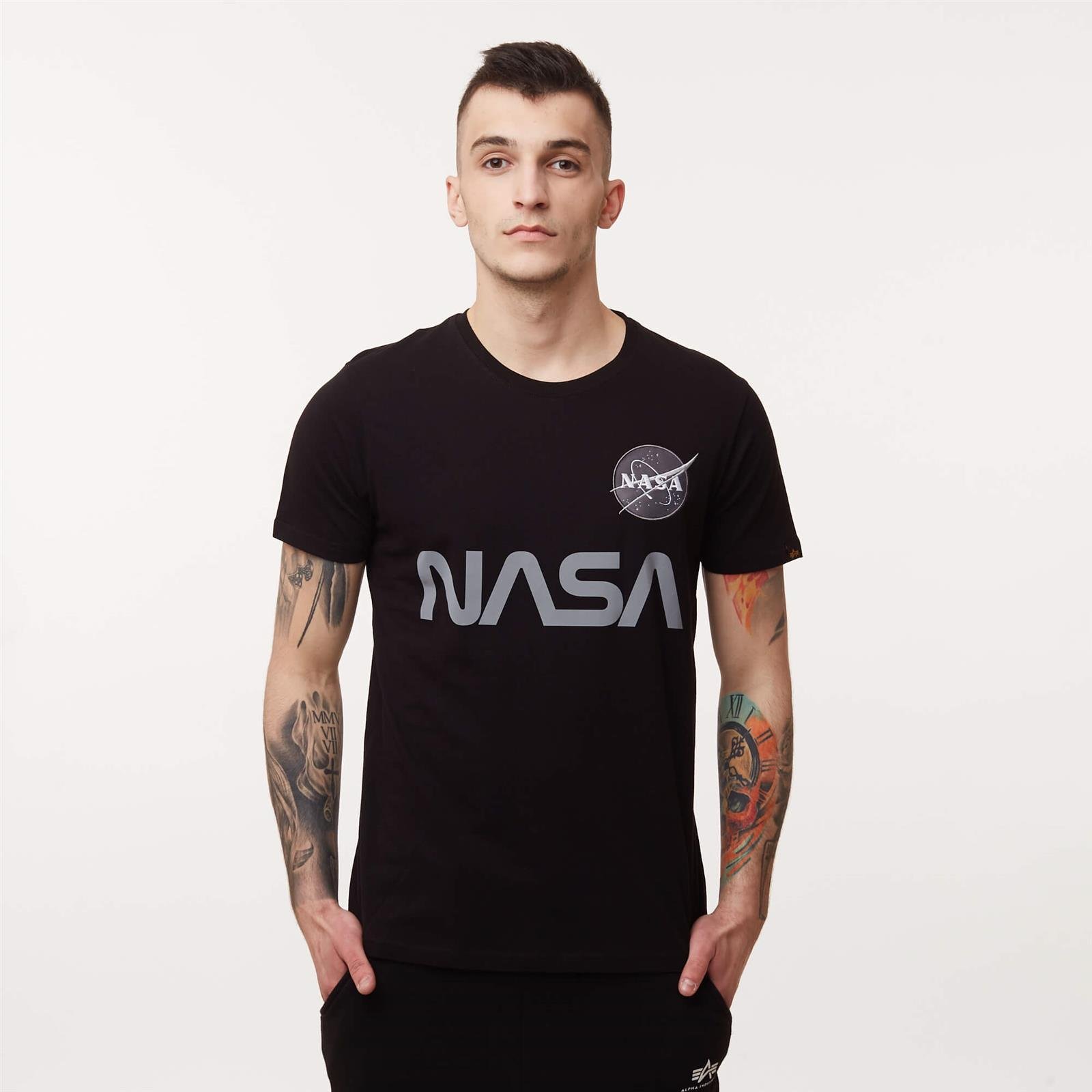 Alpha Industries NASA Reflective T Black clothing Men Ellesse Alpha \\ brands clothing Industries \\ Brands \\ T-shirts Men\'s #Brands \\ Men \\ | #Recommended \\