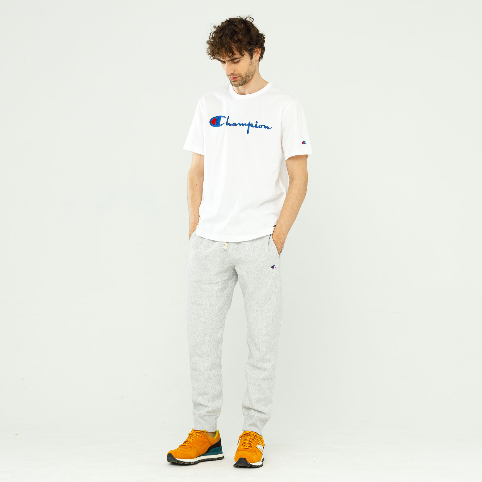 Champion UO Exclusive Reverse Weave White Bubble Logo T-Shirt