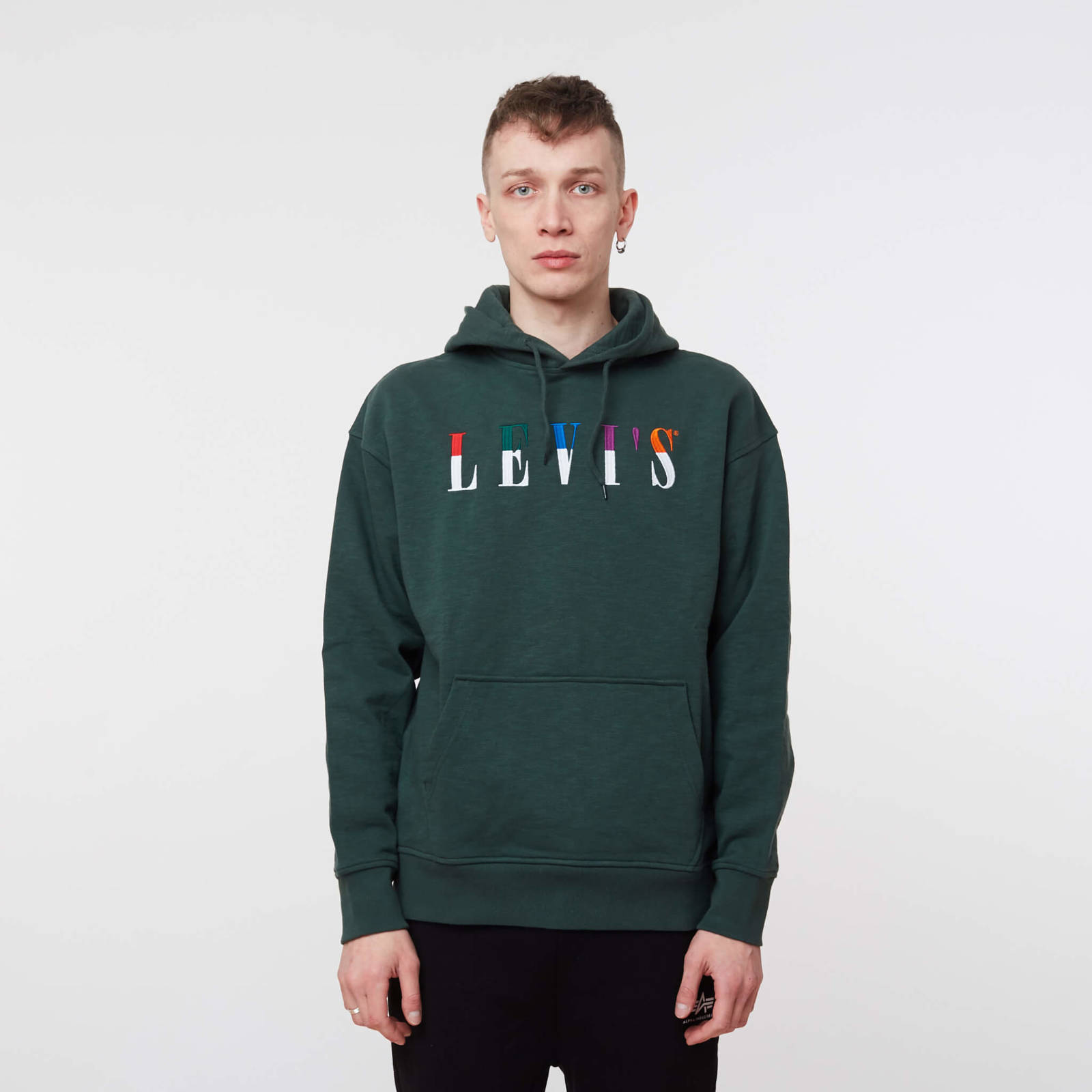 Levi's RELAXED GRAPHIC SERIF HOODIE EMBROIDERY SYCAMORE | Men's \ Men's  clothing \ Sweatshirts Brands \ #Marki - 3 \ Levi's