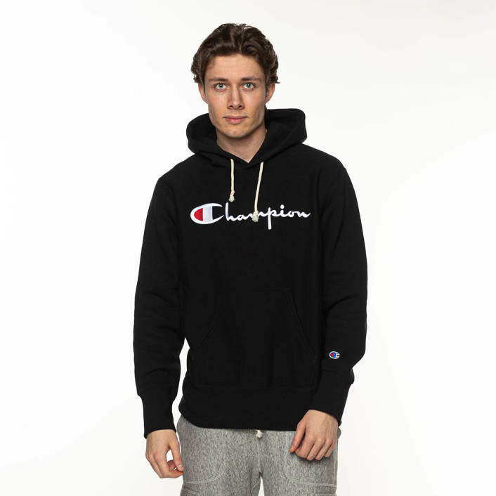 Champion Reverse Weave Script Logo Hooded Sweatshirt Black