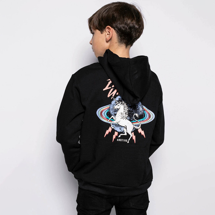 Kaotiko Black Unicorn Hoodie AI014-01-J002