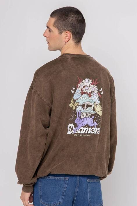 Kaotiko Brown Dreamers Washed Sweatshirt