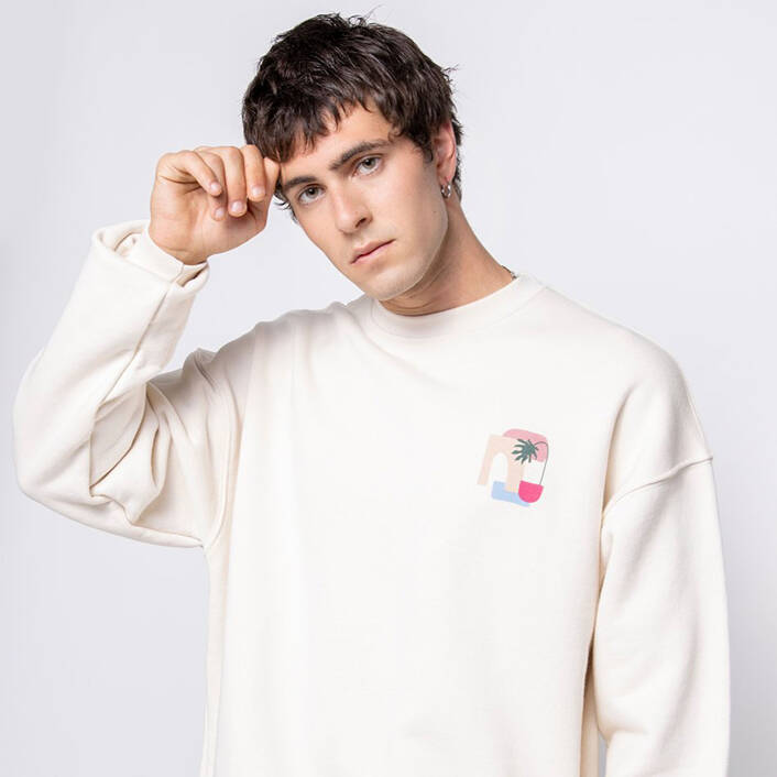 Kaotiko Crew Marrakech Organic Cotton Ivory Sweatshirt