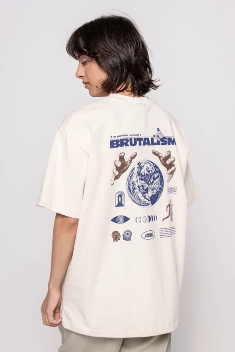 Kaotiko Ivory Brutalism Organic Cotton T-shirt