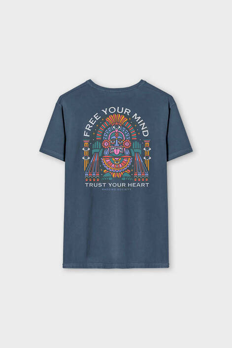 Kaotiko Navy Free Your Mind Washed T-shirt