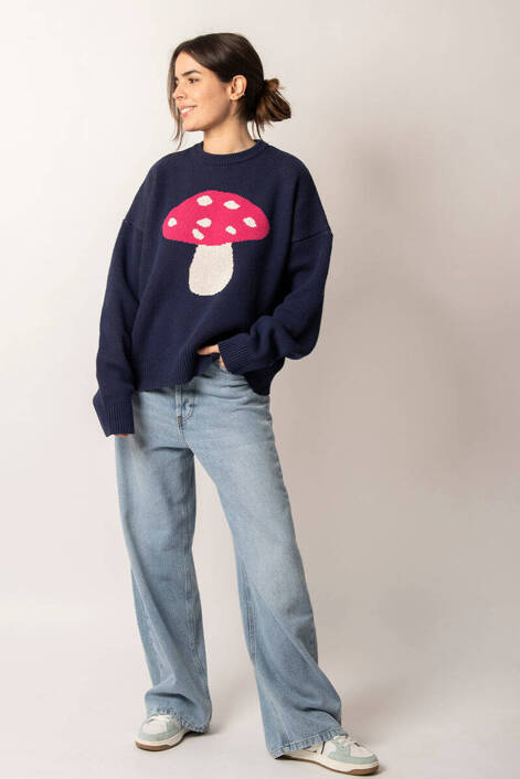 Kaotiko Navy Mushroom Sweater