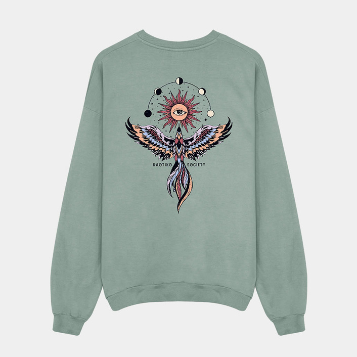 Kaotiko Phoenix Washed Sweatshirt GREEN