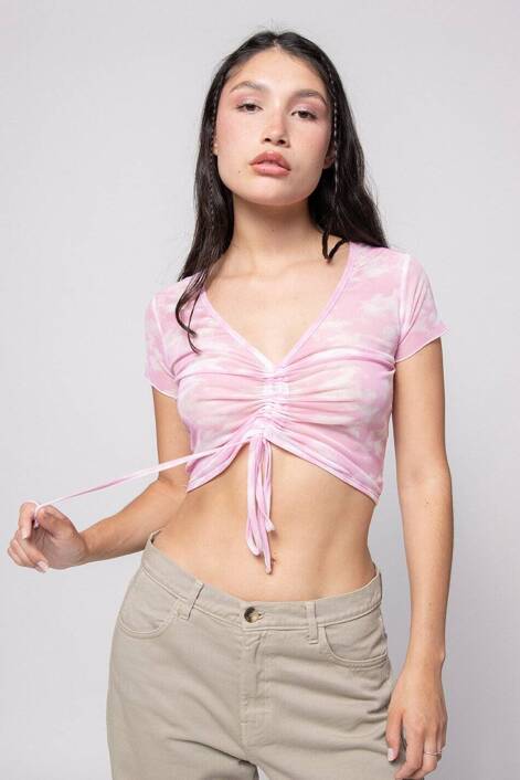 Kaotiko Pink Clouds Tulle Top