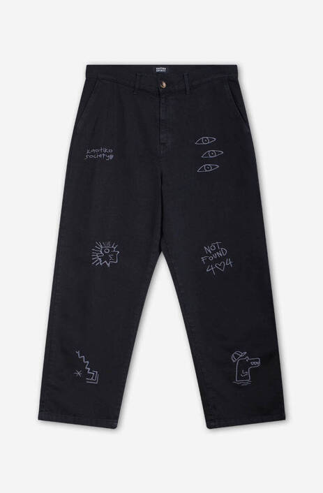 Kaotiko Relax Urban Embroidered Pants Black