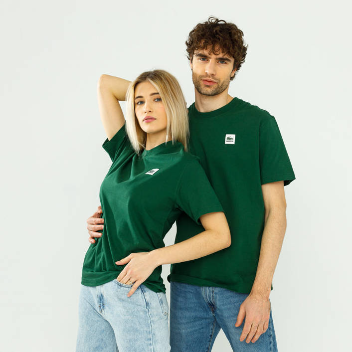 Lacoste LIVE  Unisex Patch Cotton T-shirt Green