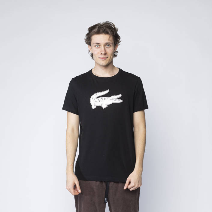 Lacoste SPORT 3D Print Crocodile Breathable Jersey T-shirt Black/White