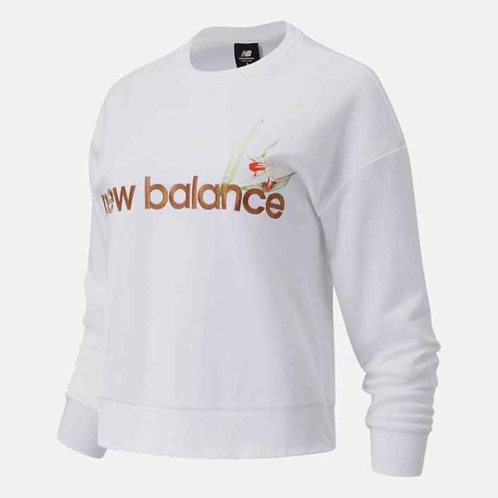New Balance Essentials Botanical Crew Fleece White