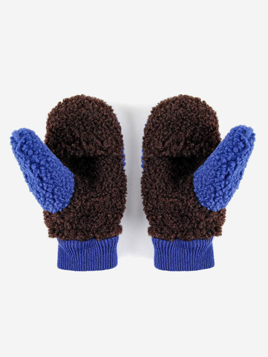 Sheepskin Color Block blue gloves