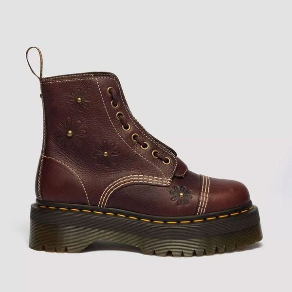 Dr. Martens women's platform boots Sinclair Flower Grizzly dark brown 42818200