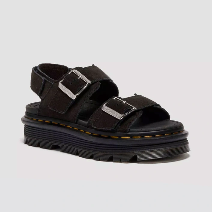 Dr. Martens Platform Sandals Zebzag Suede Women's Black 42689001