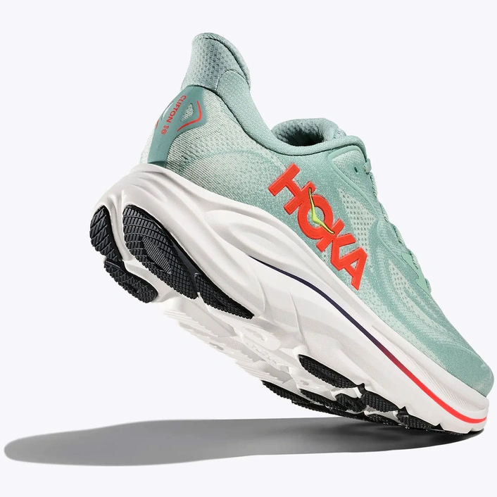 HOKA Clifton 10 Men's Running Shoes Sage / Neon Flame