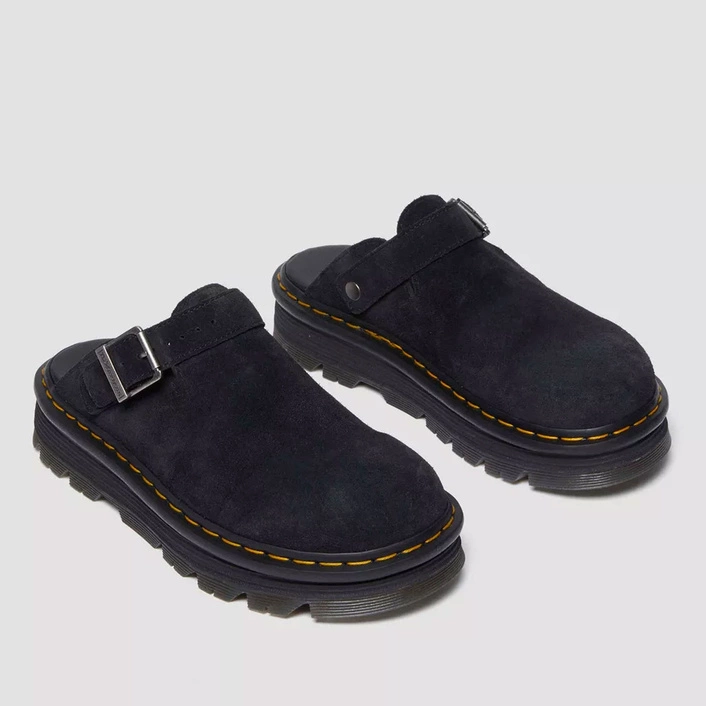 Dr. Martens Platform Mules Zebzag Slingback Suede Black 31657001