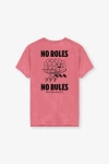 Kaotiko Flamingo Pink No Roles Flower Washed T-Shirt