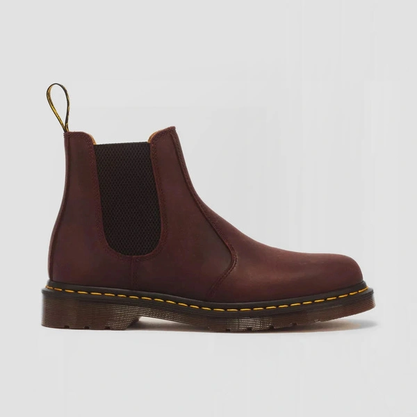 Dr. Martens Chelsea boots 2976 Yellow Stitch Crazy Horse cherry red 27486600