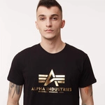 Alpha Industries Basic T-Shirt Foil Print Black/Gold Yellow