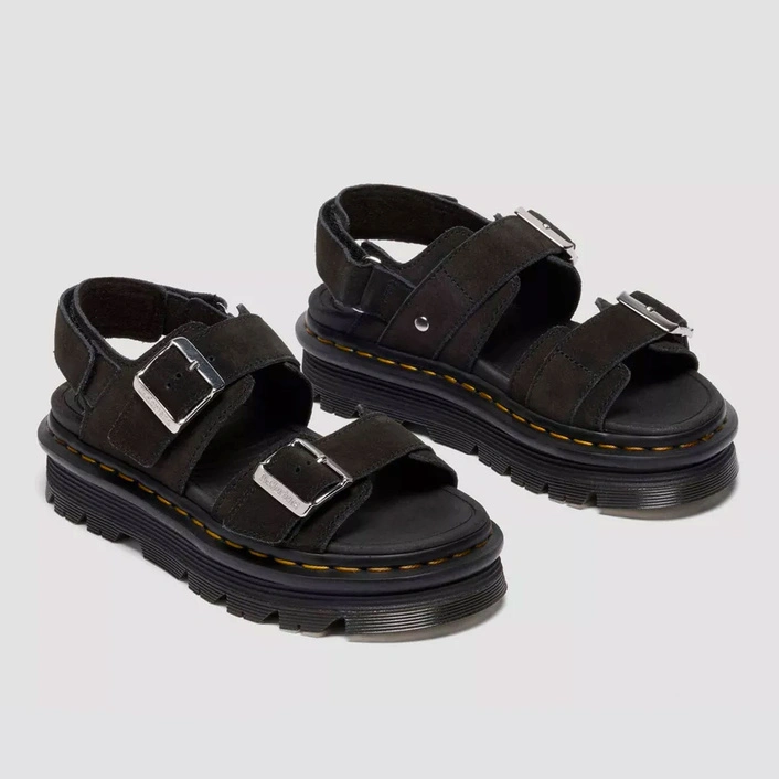 Dr. Martens Platform Sandals Zebzag Suede Women's Black 42689001