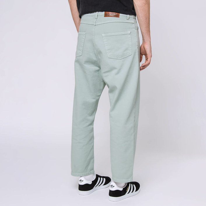 Kaotiko Green Regular Cropped Denim Trousers