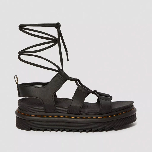 Dr. Martens Woman's Nartilla Hydro Leather Lace Up Gladiator Sandals 24641001