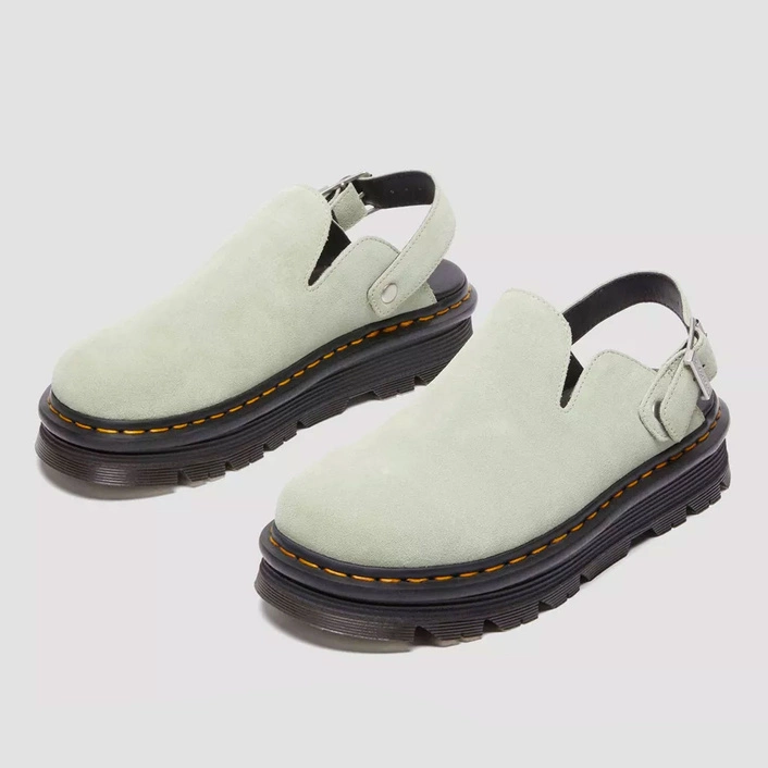 Dr. Martens Platform Mules Zebzag Slingback Suede Green 31937300