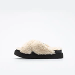 UGG W FUZZ SUGAR CROSS SLIDE NATURAL / BLACK
