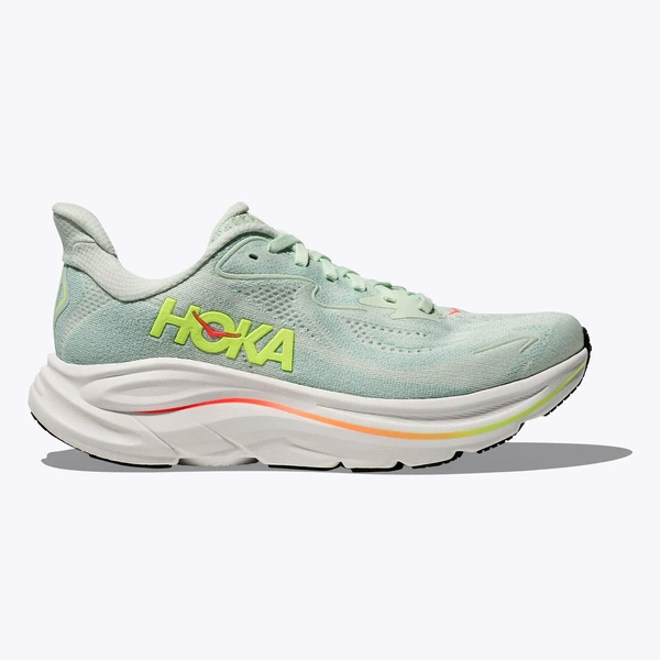 HOKA Clifton 10 Women's Running Shoes Sea Glass / Neon Flame