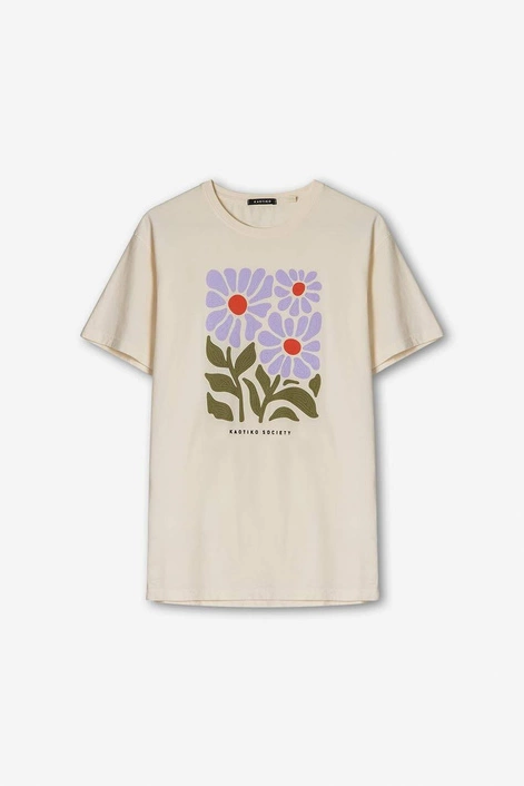 Kaotiko Ivory Fleurs Washed T-shirt