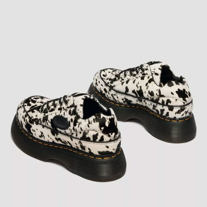 Dr. Martens Shoes Buzz 5-Eye Dalmatian Hair-On Leather Women's Cream-Black 42846100