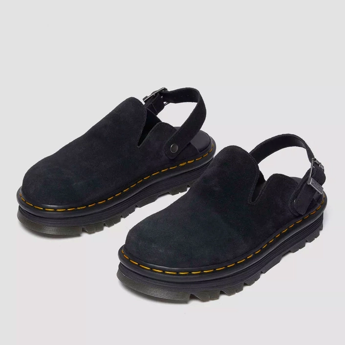 Dr. Martens Platform Mules Zebzag Slingback Suede Black 31657001