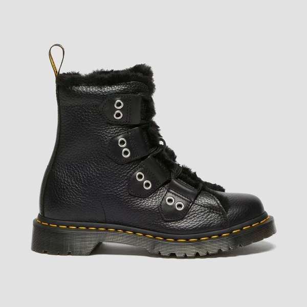 Dr. Martens women's fur-lined boots 1460 Milled Nappa black 31876001
