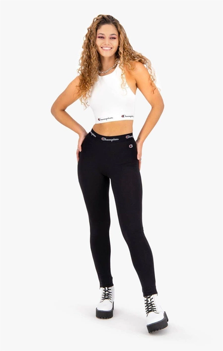 Champion WMNS SCRIPT LOGO WAIST ZIP DETAIL LEGGINGS BLACK