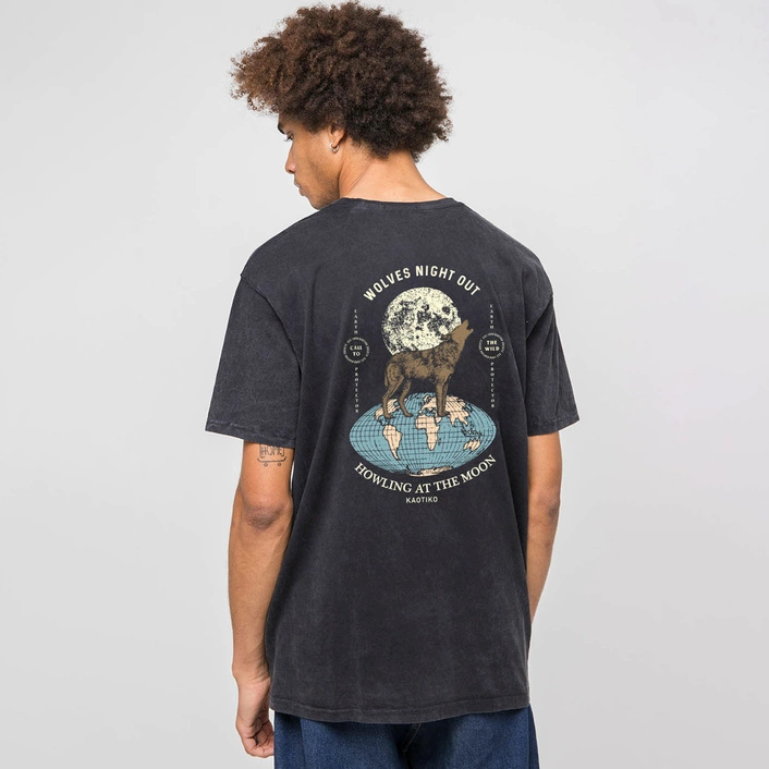 Kaotiko Howling Wolves Washed T-Shirt